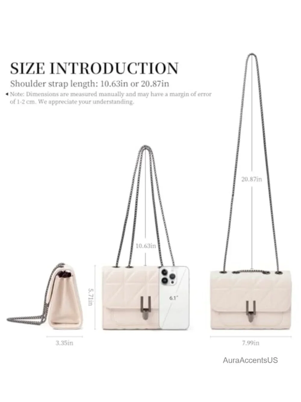 Vegan Leather Crossbody Bag with Adjustable Strap, Zipper Closure